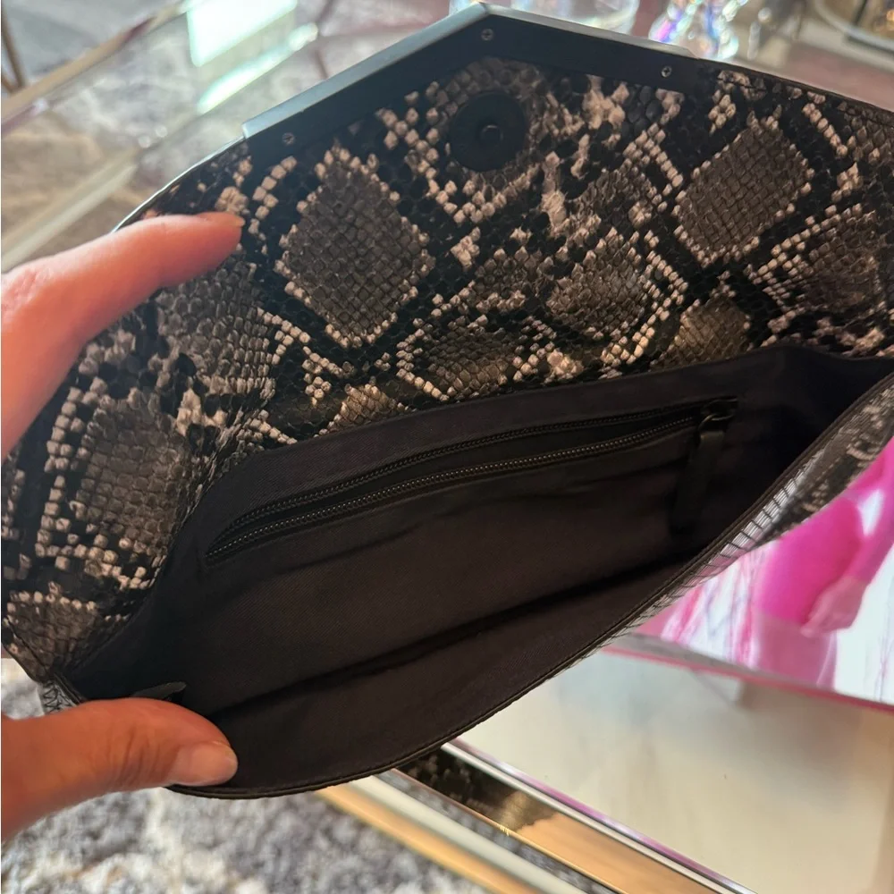 French Connection Snakeskin Pattern Clutch - Picture 3 of 6